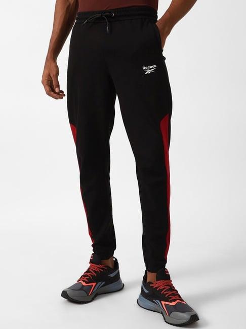reebok black slim fit printed sports joggers