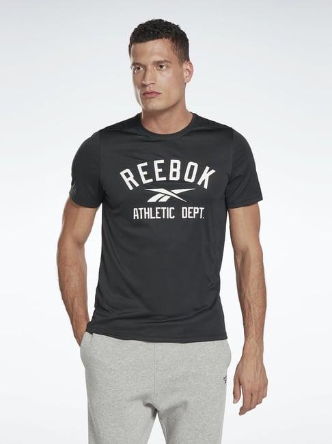 reebok black slim fit printed t-shirt