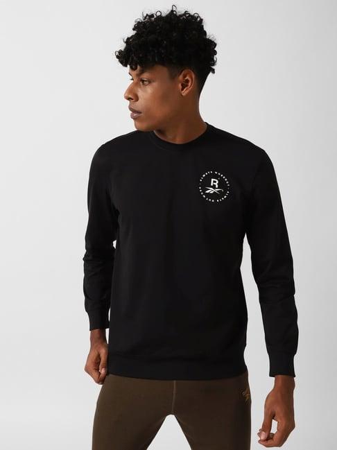 reebok black slim fit sweatshirt