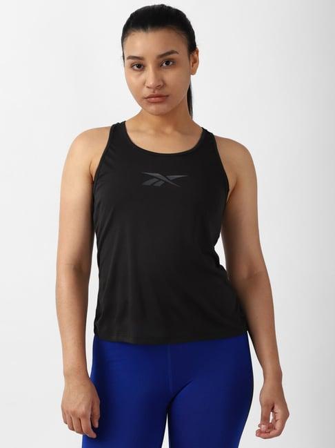 reebok black striped tank top