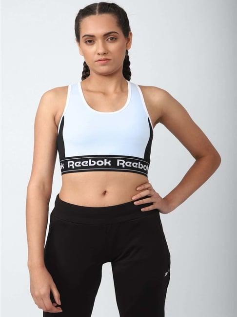 reebok blue cotton printed sports bra