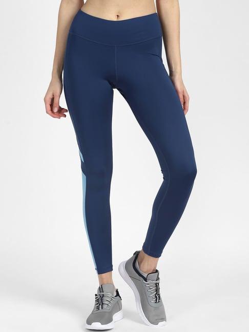 reebok blue fitted wor mesh tights