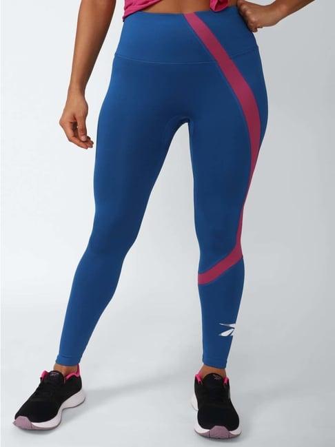 reebok blue printed sports tights