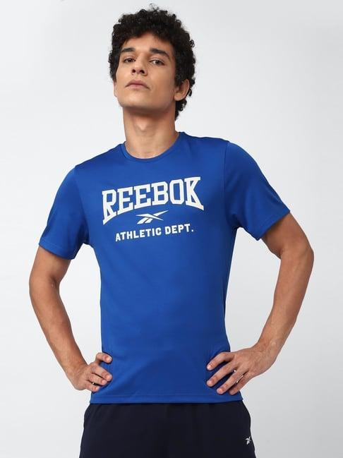 reebok blue slim fit printed t-shirt