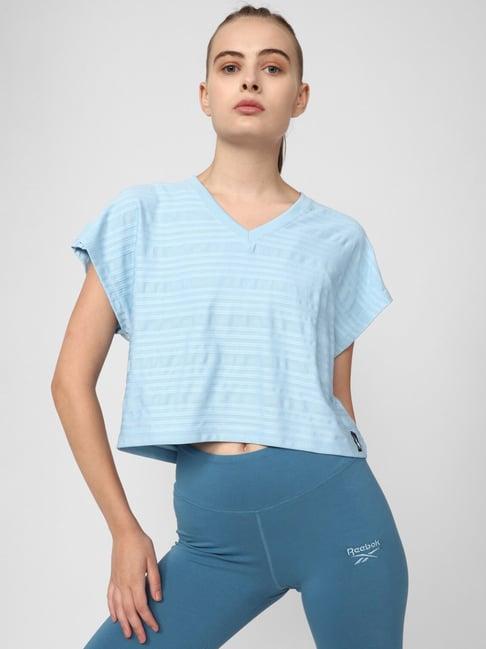 reebok blue striped t-shirt