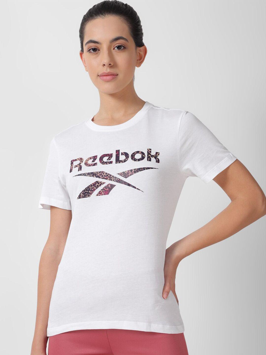 reebok brand logo printed pure cotton t-shirt