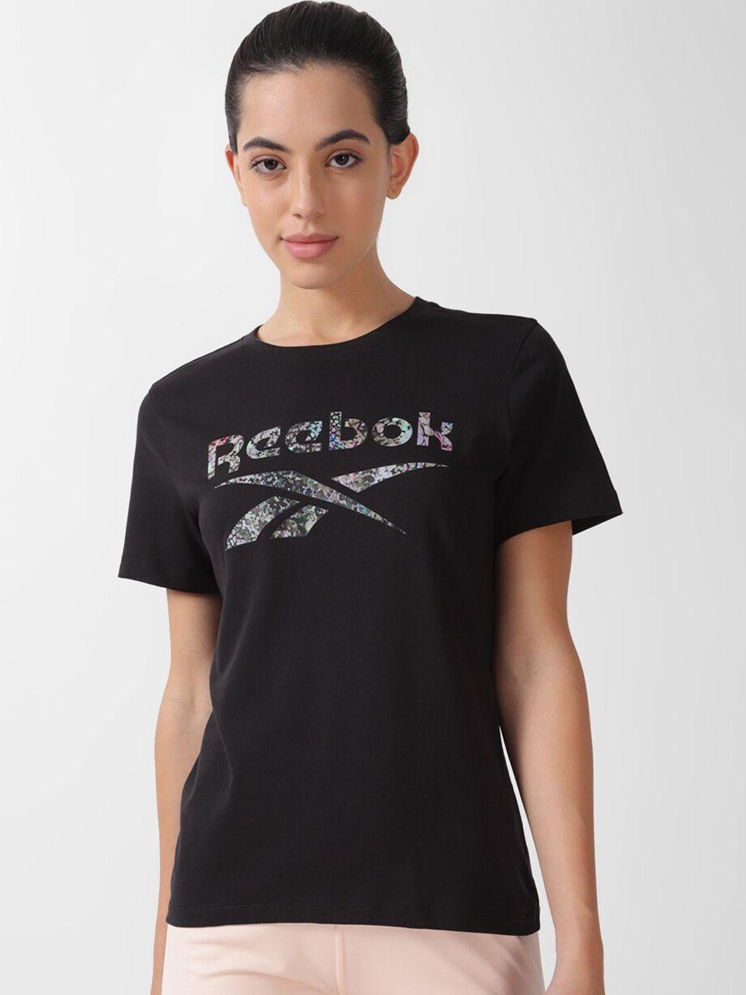 reebok brand logo printed round neck t-shirt