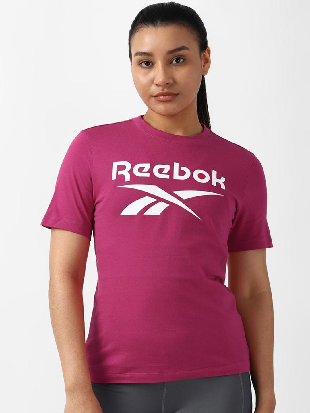 reebok brand logo printed slim fit training app pure cotton t-shirt