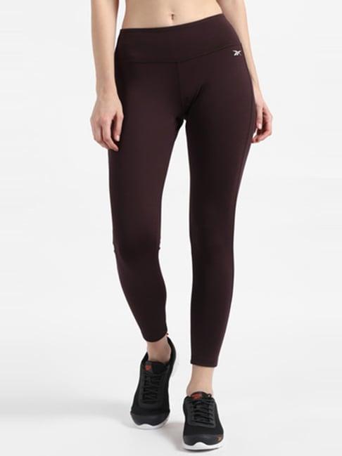 reebok brown mid rise sports tights