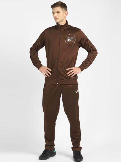 reebok brown regular fit tracksuit