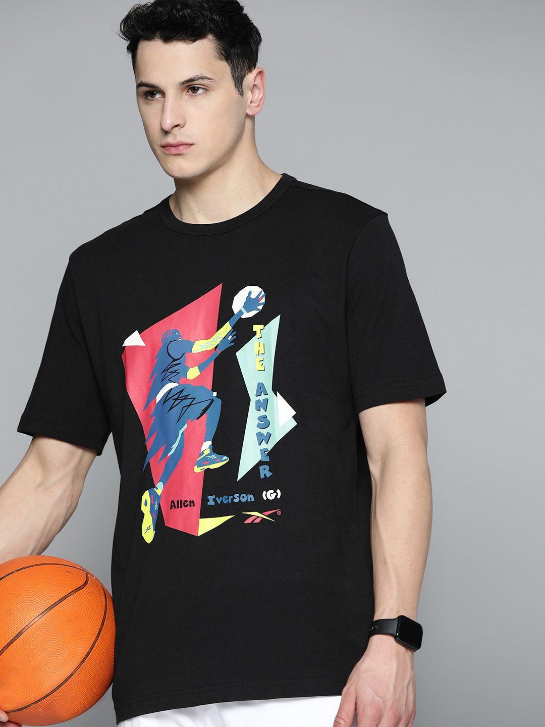 reebok classic men basketball inverson layup printed pure cotton t-shirt