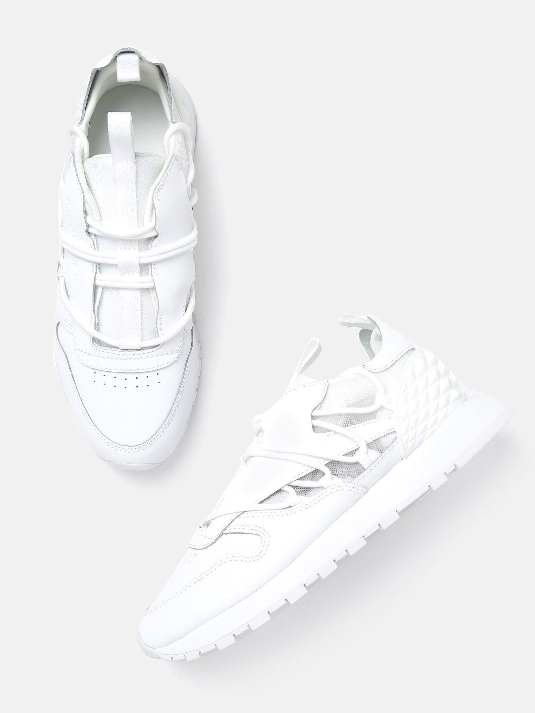 reebok classic women white fashion clip leather sneakers