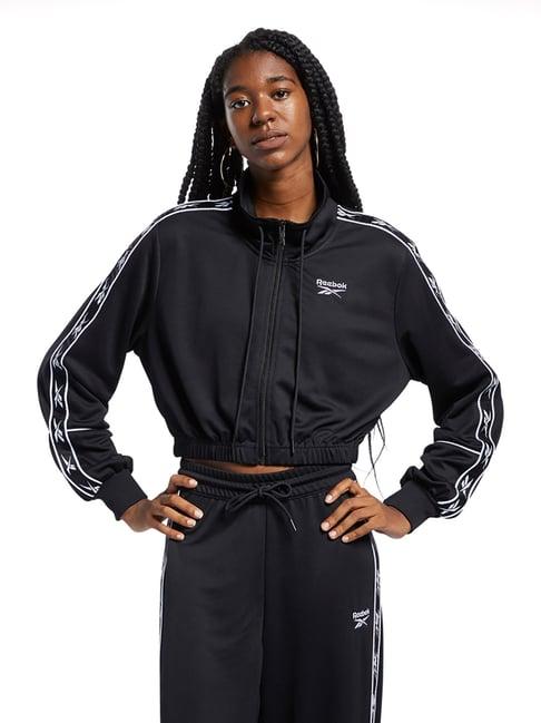 reebok classics black striped taped jacket