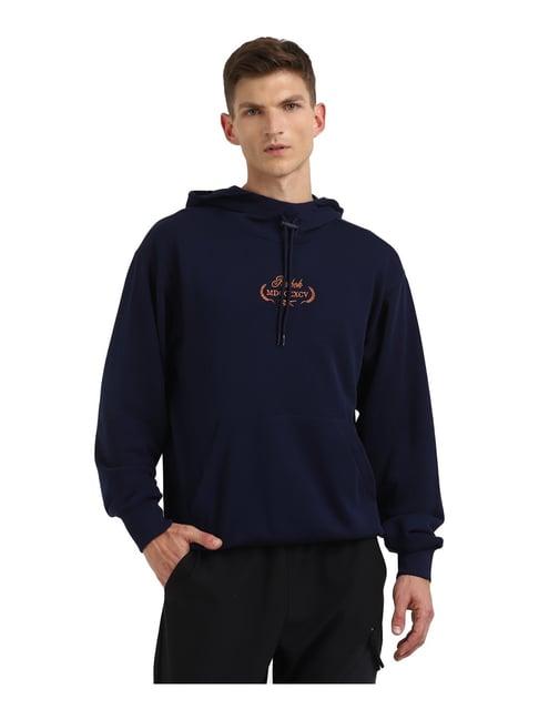 reebok classics blue full sleeves hooded sweatshirt