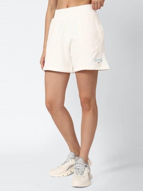 reebok cream cotton self pattern sports shorts