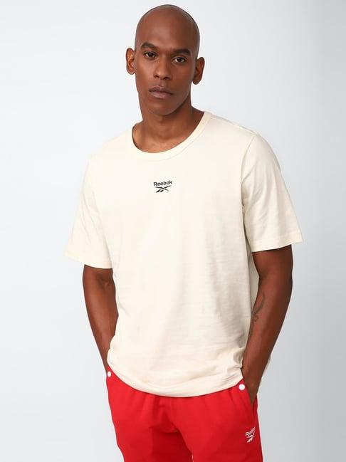 reebok cream cotton slim fit t-shirt