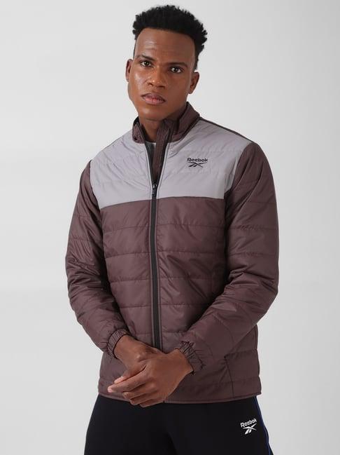 reebok dark wine regular fit light padded sports jacket