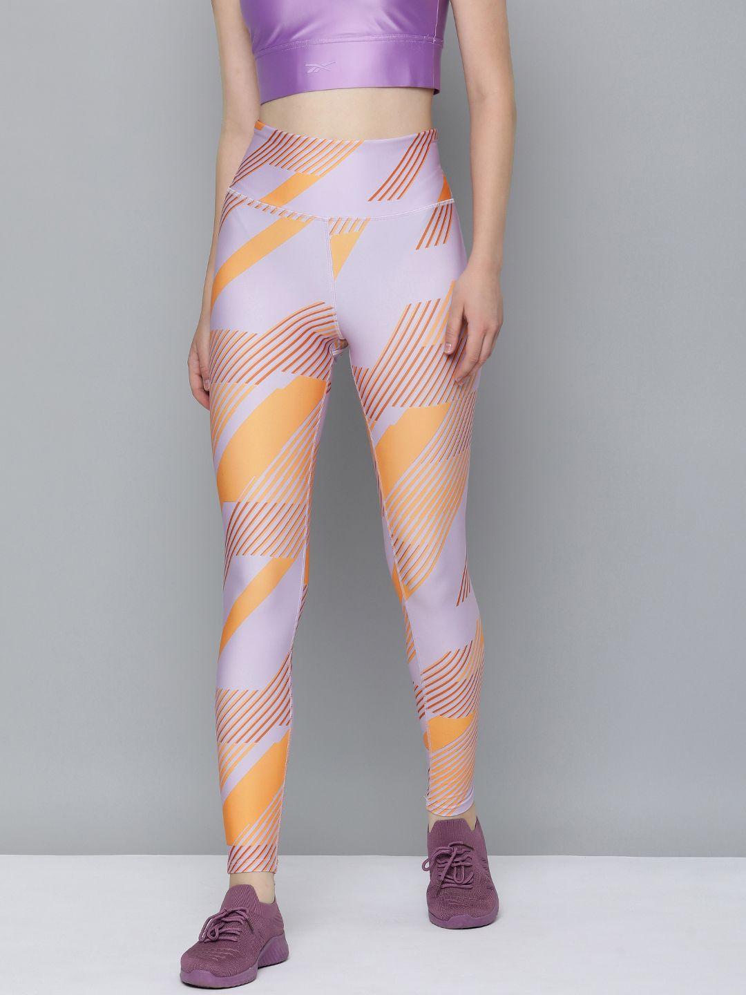 reebok geometric printed sports tights