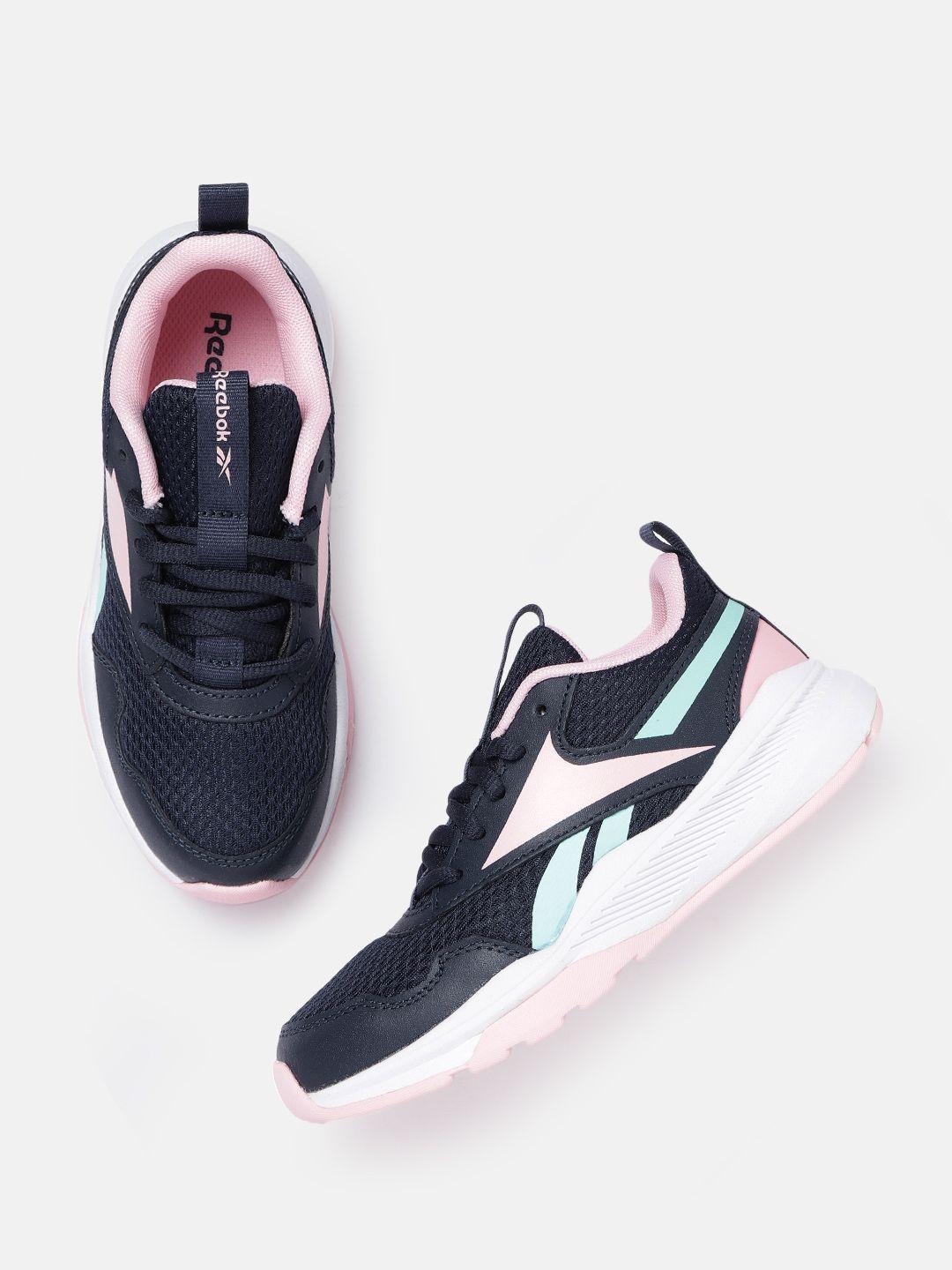 reebok girls navy blue & pink woven design xt sprinter 2.0 running shoes