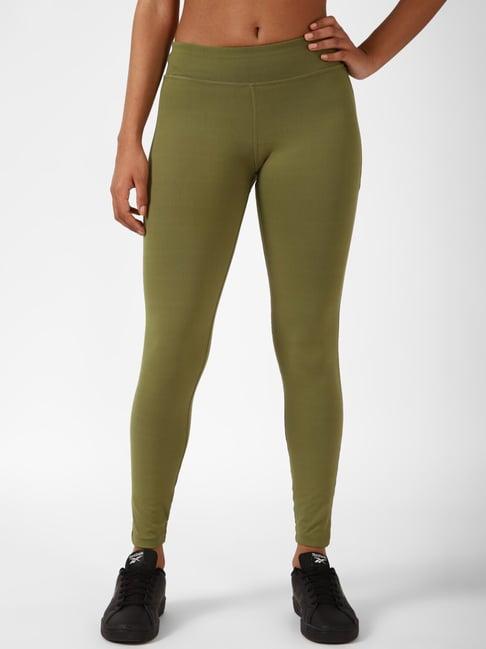 reebok green mid rise sports tights