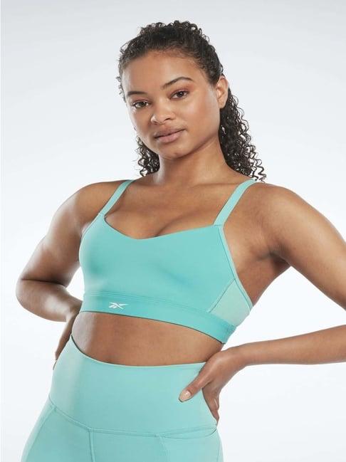 reebok green plain sports bra