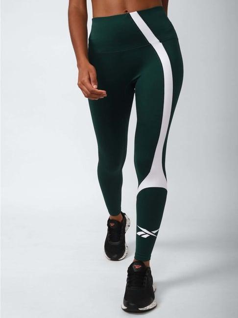 reebok green printed sports tights