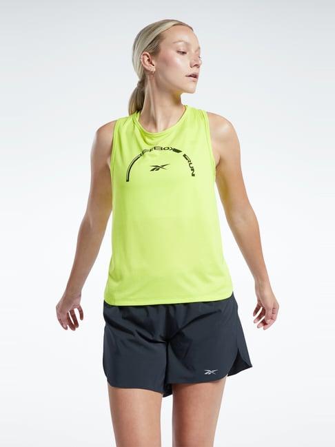 reebok green printed tank top