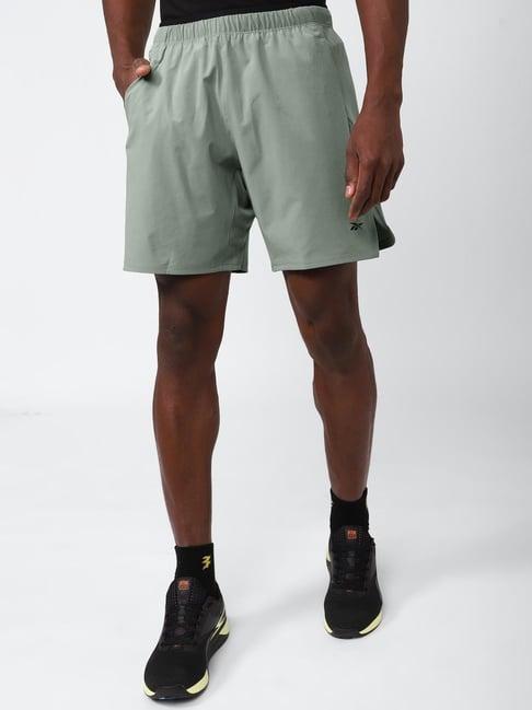 reebok green regular fit sports shorts