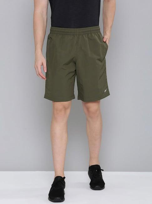 reebok green regular fit sports shorts