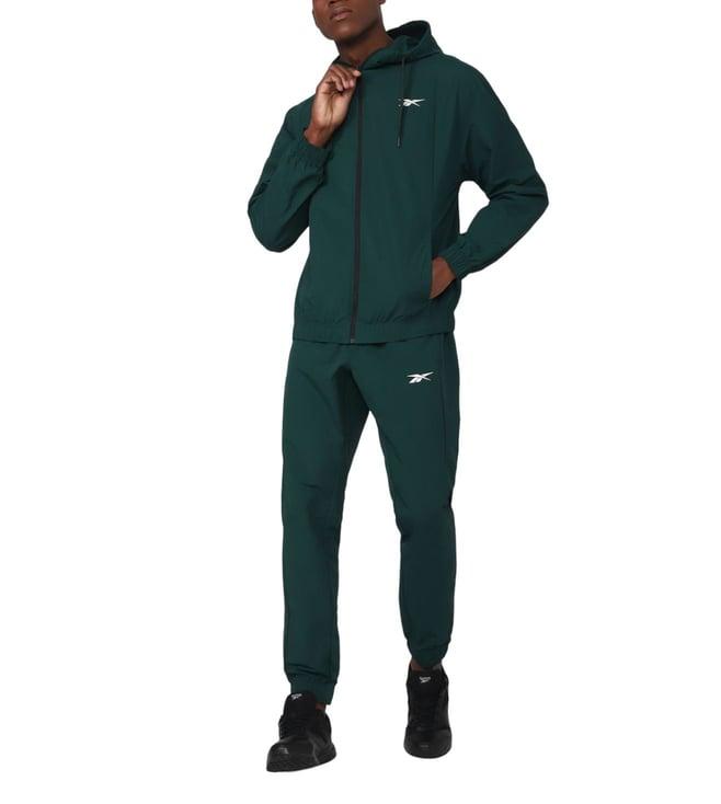 reebok green regular fit tracksuits