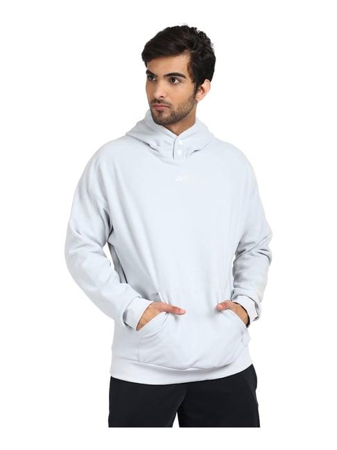reebok grey full sleeves hooded sweatshirt