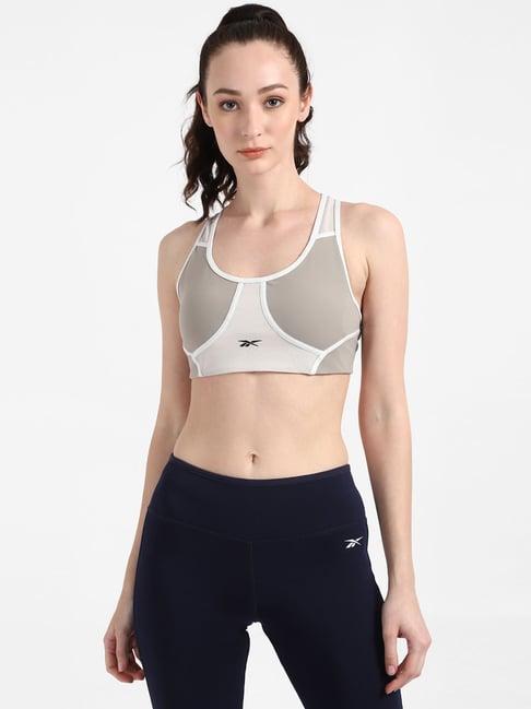 reebok grey non wired padded racer bra