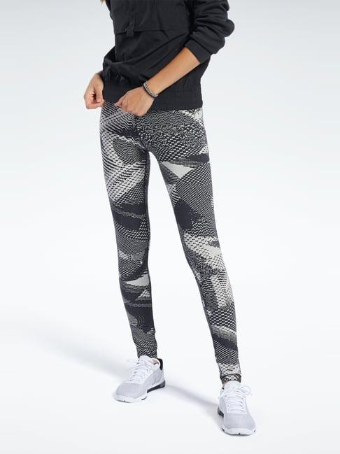 reebok grey printed sports tights