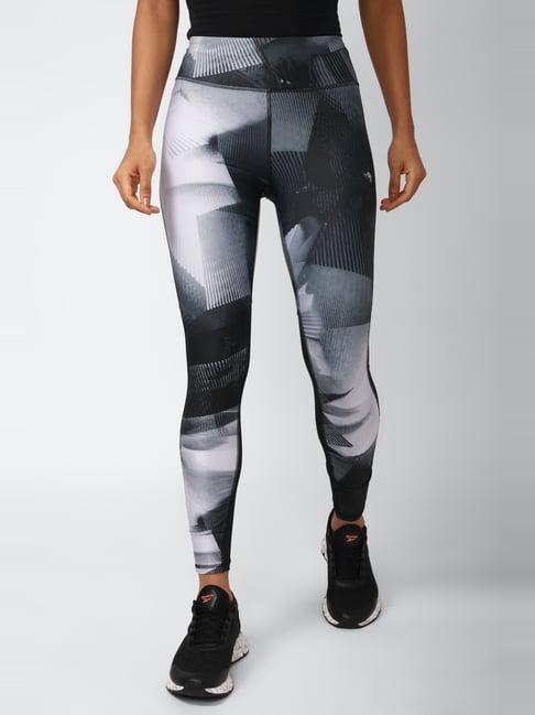 reebok grey printed sports tights