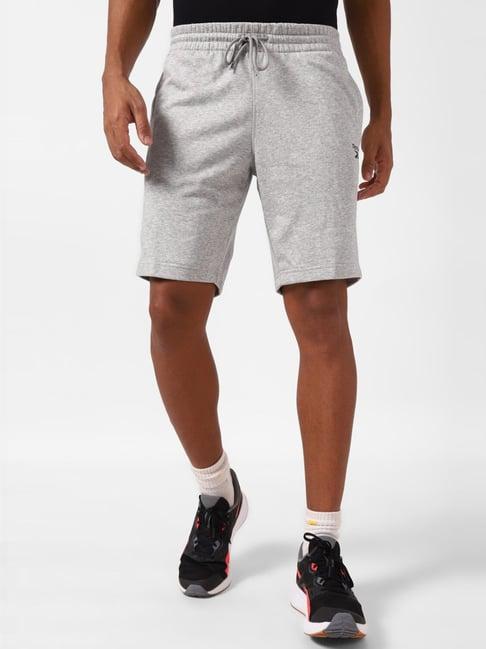 reebok grey regular fit texture sports shorts