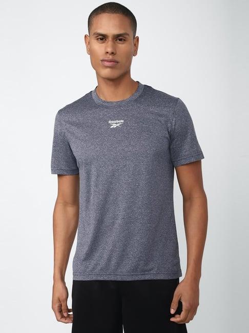 reebok grey slim fit texture t-shirt