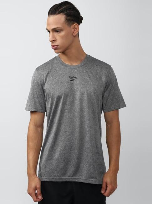 reebok grey slim fit texture t-shirt