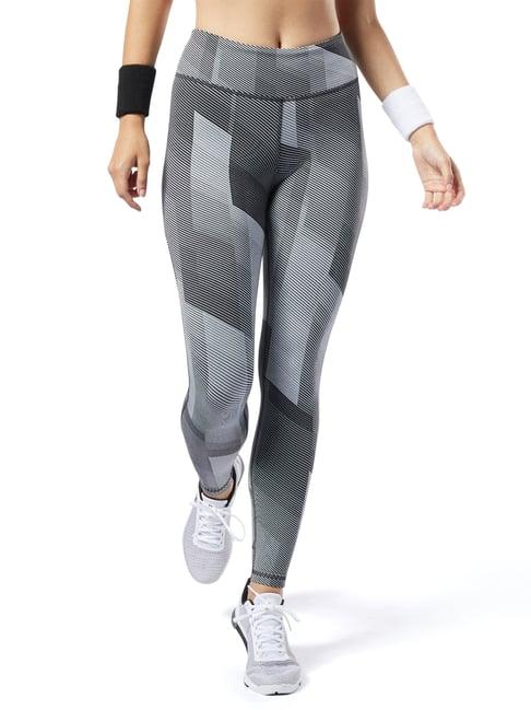 reebok grey striped sports tights