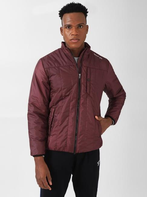 reebok maroon regular fit light padded sports jacket