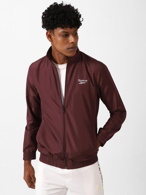 reebok maroon regular fit sports jacket