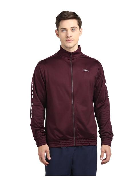 reebok maroon te ll regular fit track jacket