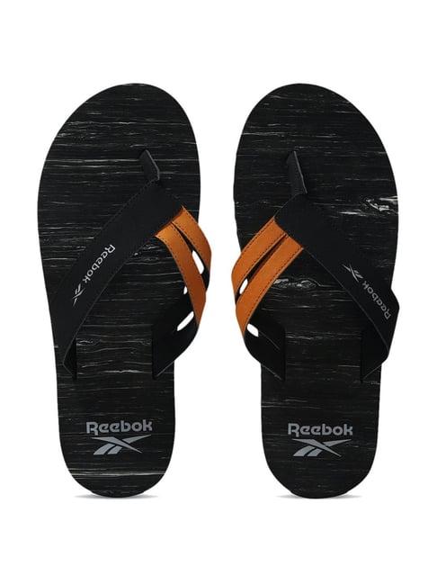 reebok men's hudson black flip flops