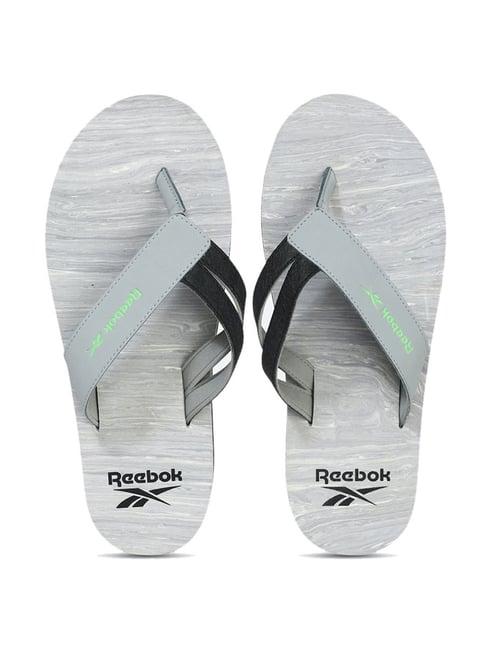 reebok men's hudson grey flip flops