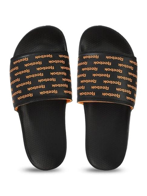 reebok men's softnetic black slides