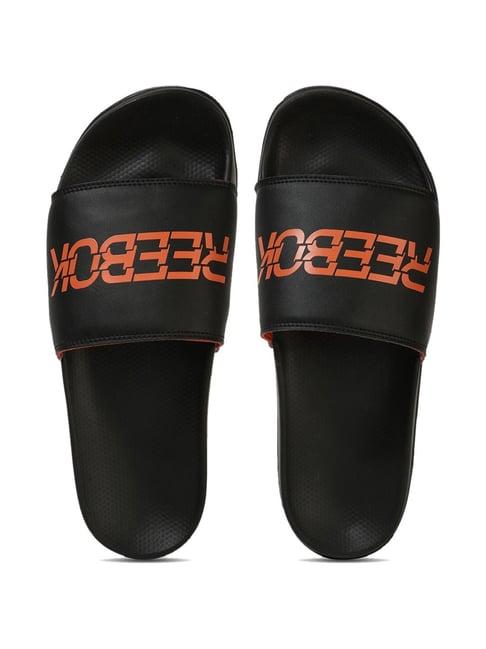 reebok men's vector black slides