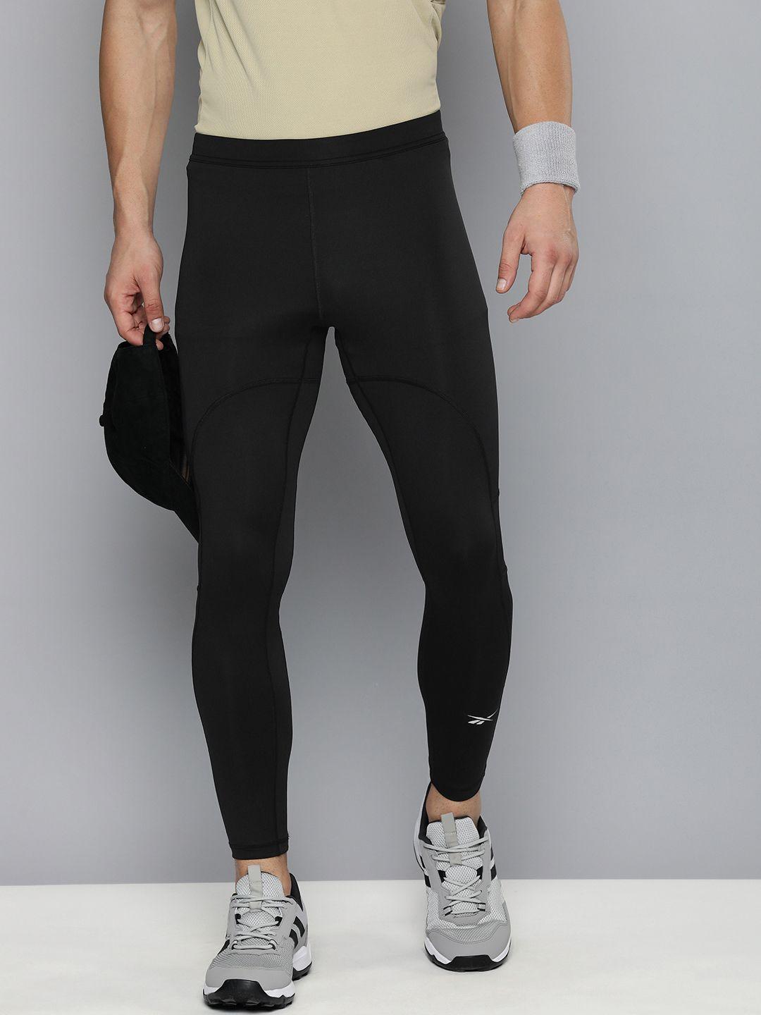 reebok men black solid speedwick tights