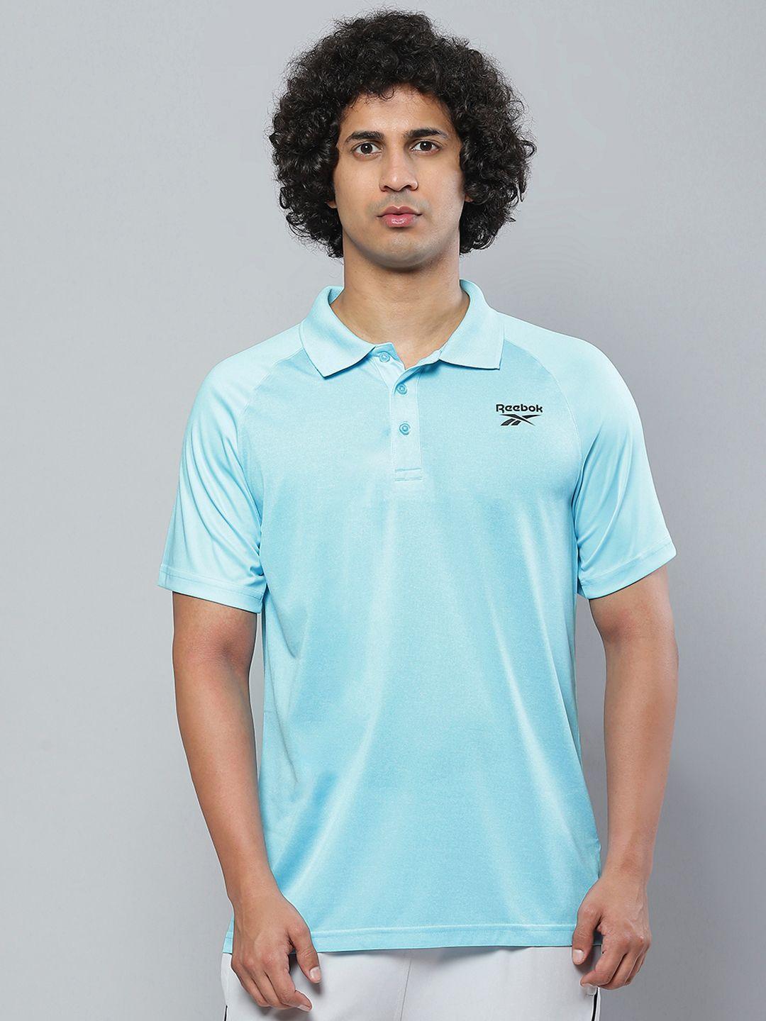 reebok men blue polo collar t-shirt