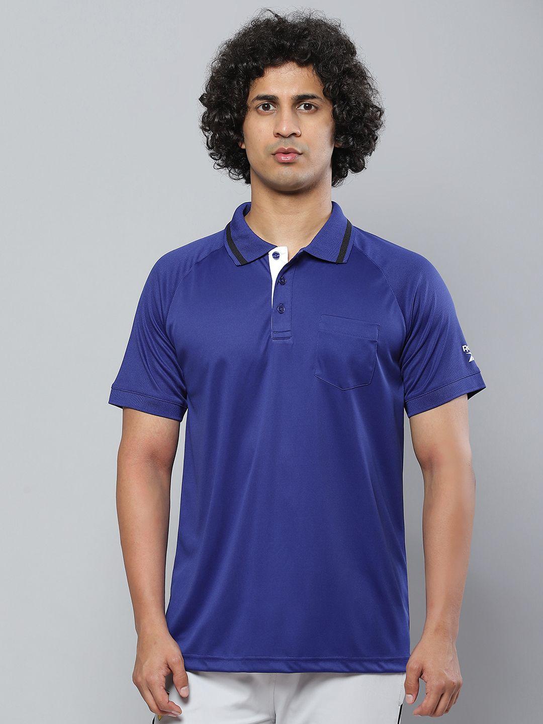 reebok men blue polo collar t-shirt