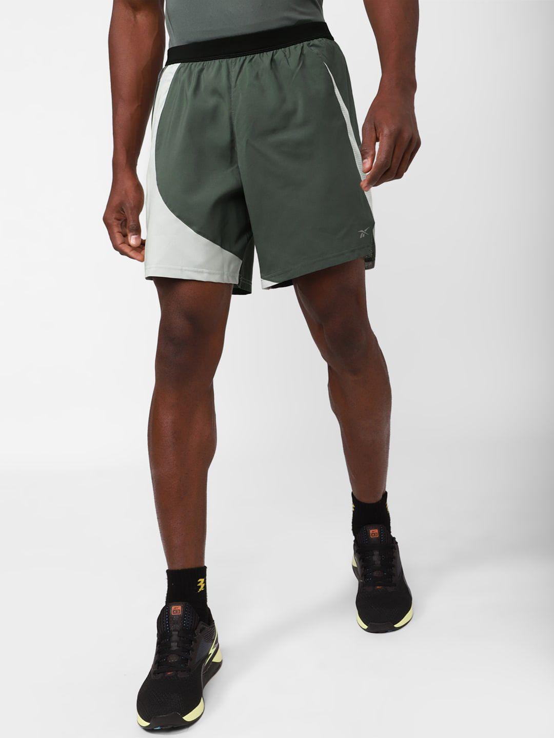 reebok men color-blocked knitted running shorts