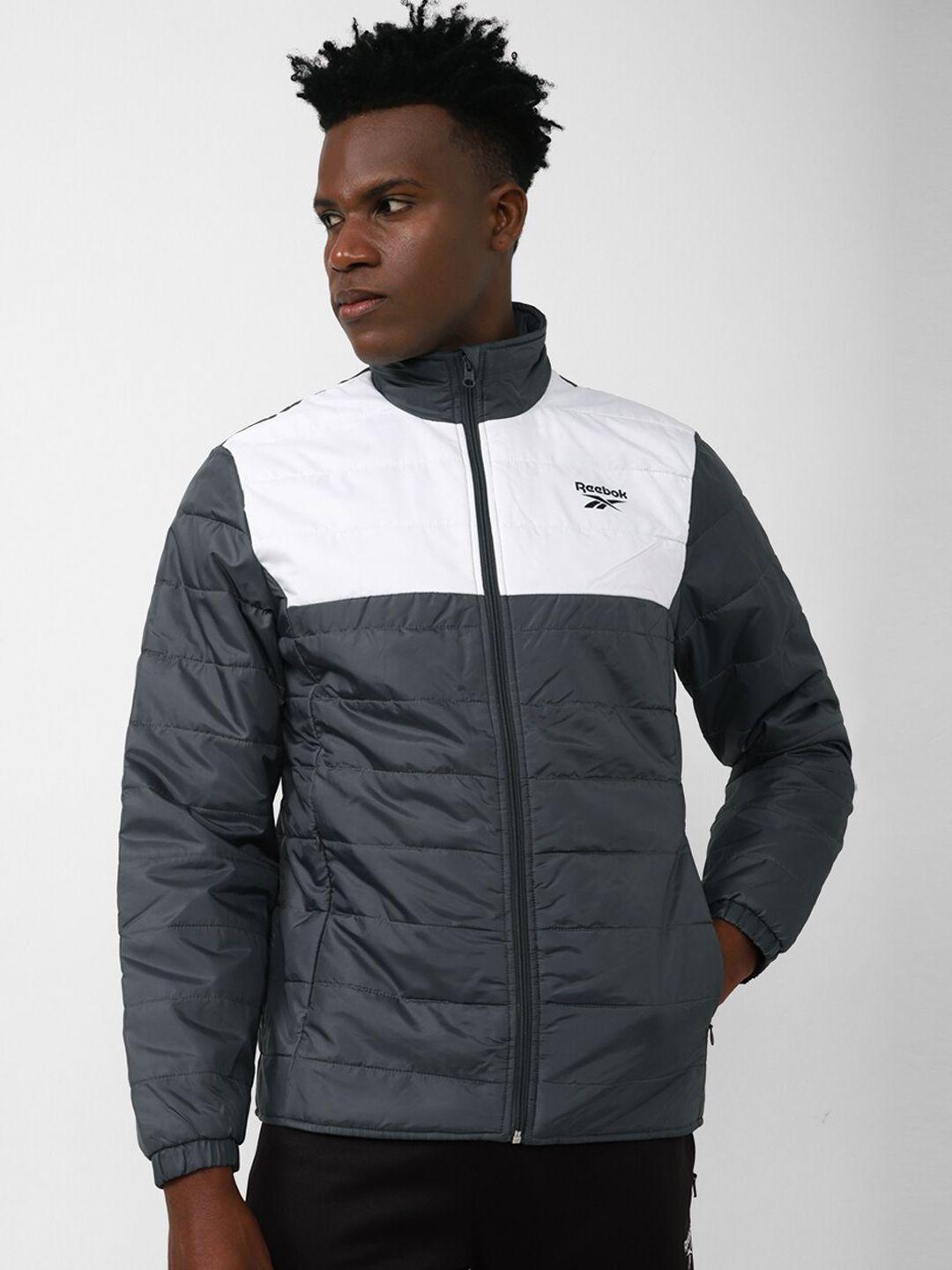 reebok men colourblocked rbk fitness light padded mp jacket